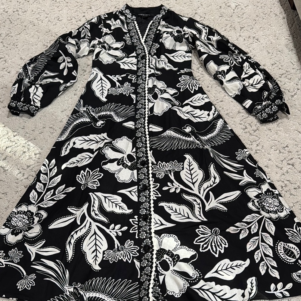 Christian Lacroix Black and White Floral Dress